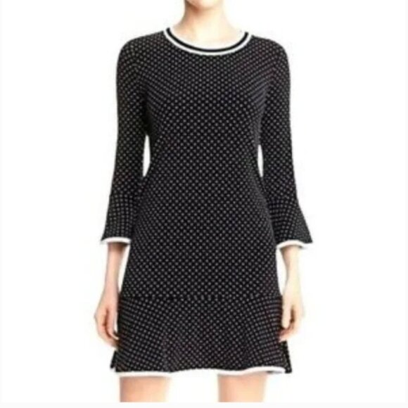 Elegant Black and White Polka Dot Dress - Picture 1 of 5